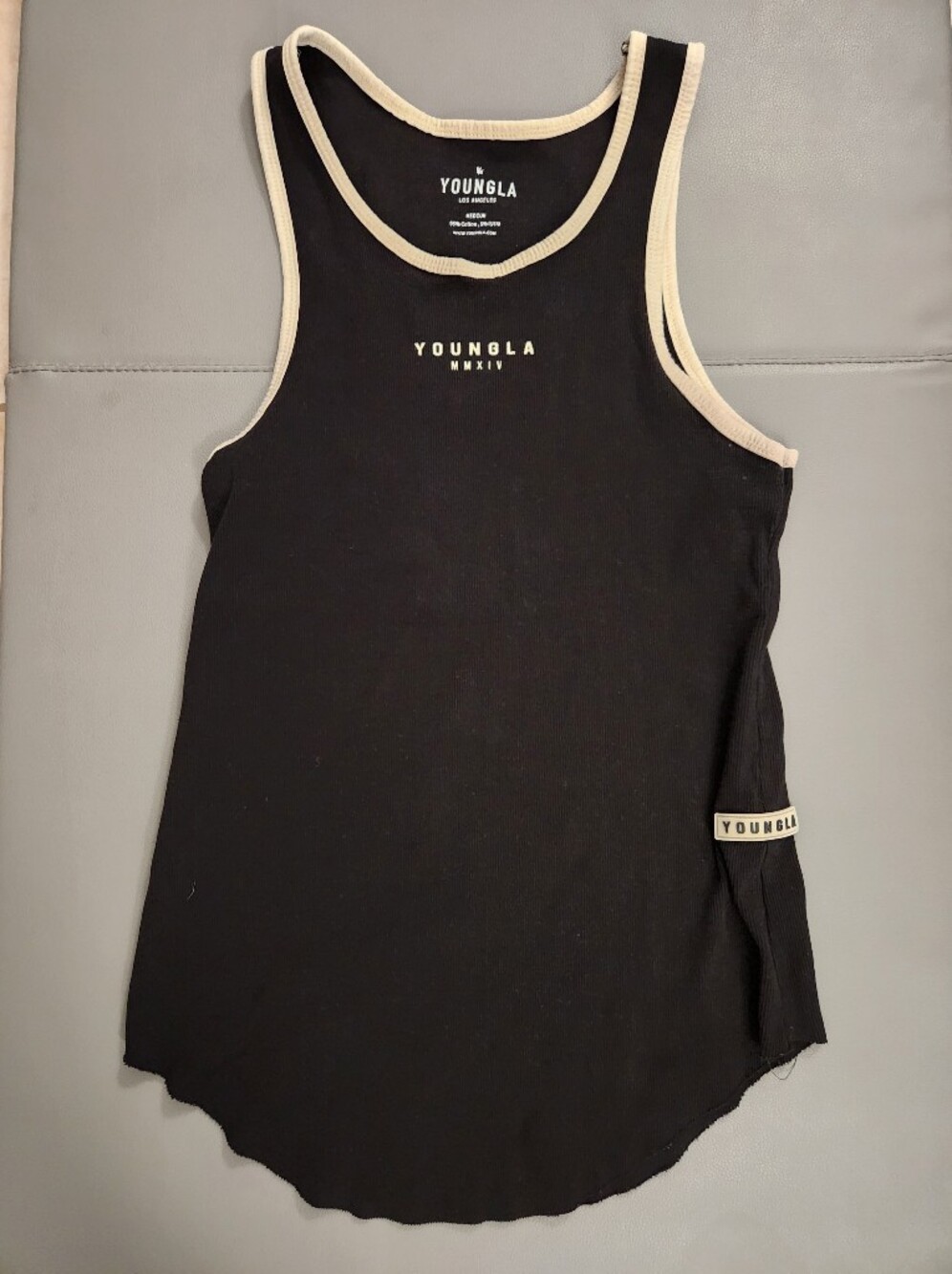 YoungLA Black Tank Top with Cream Trim